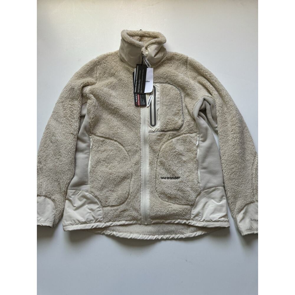 And Wander High Loft Fleece Jacket Off White XL